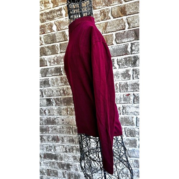 Vintage Samantha Edwards Sweater XL Burgundy Wine Back Zip Silk Cotton P… - Picture 10 of 11